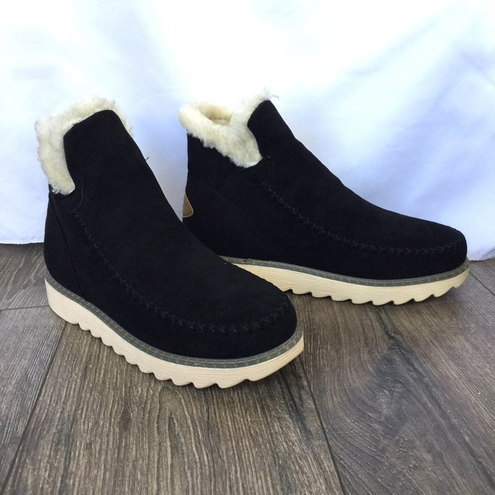 NEW Black Jolimall Fleece Lined Boots Size 8